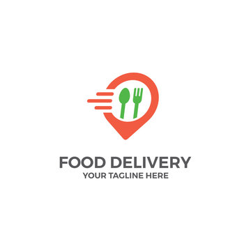 Fast Food Delivery to Location Vector Illustration Logo