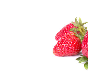 Fresh Strawberry isolated on white background closeup. Label for Strawberry Jam