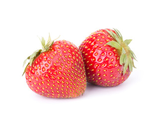 Ripe cut strawberry isolated on white background close up