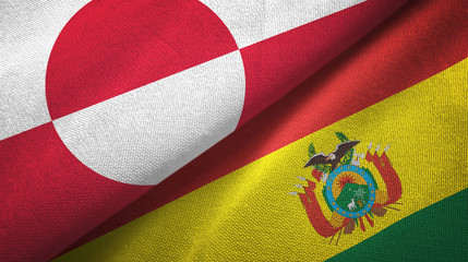 Fototapeta premium Greenland and Bolivia two flags textile cloth, fabric texture