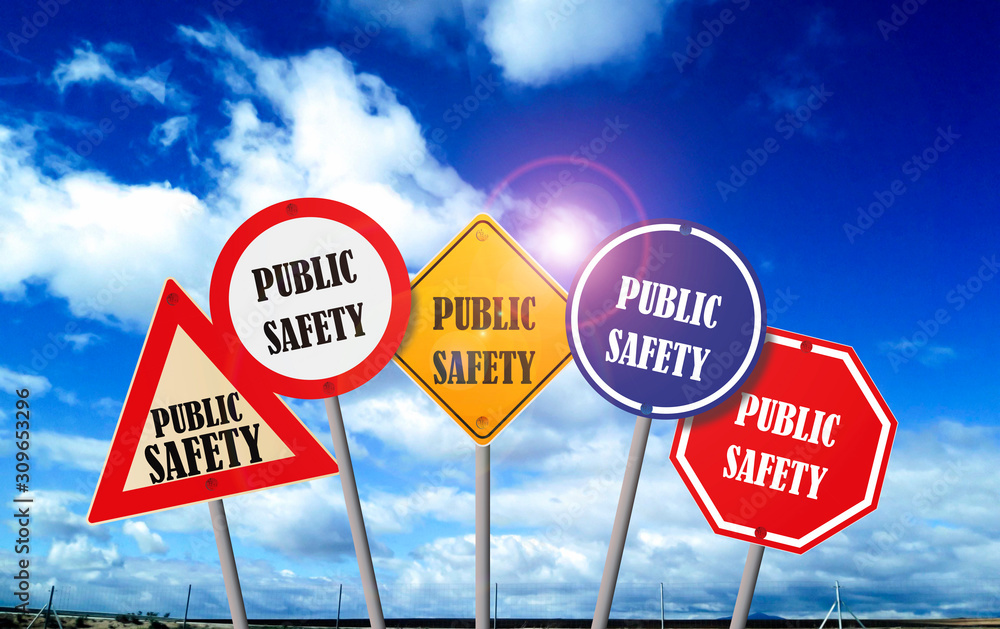 Wall mural public safety on traffic sign