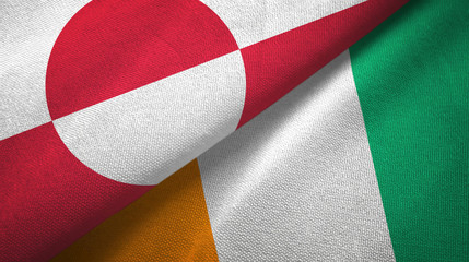 Greenland and Cote d'Ivoire Ivory coast two flags textile fabric texture