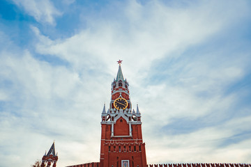 Kremlin in Moscow tower against the blue sky