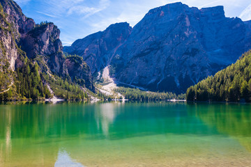 Fototapeta na wymiar Lake of Braies in the Dolomites