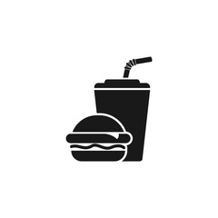 hamburger and drink icon in different style vector illustration