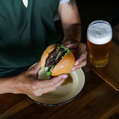 hamburger and beer