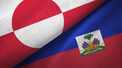 Fototapeta premium Greenland and Haiti two flags textile cloth, fabric texture