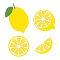 Fresh lemon fruits, Lemon icon vector illustration set - obrazy, fototapety, plakaty