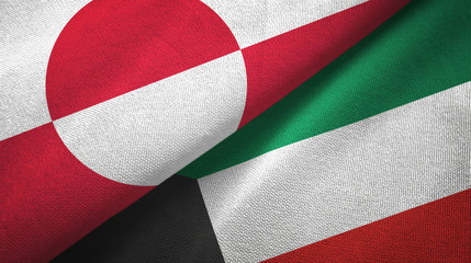 Greenland and Kuwait two flags textile cloth, fabric texture