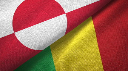 Greenland and Mali two flags textile cloth, fabric texture