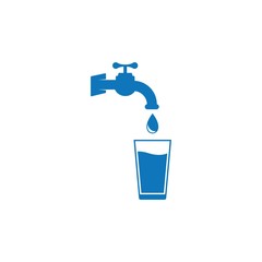 water glass icon. Flat Water glass, drink symbol vector illustration