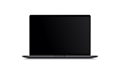 Blank screen LCD monitor space grey macbook pro style computer mockup. Realistic illustration isolated on white background for website preview; presentation etc. Vector EPS. - obrazy, fototapety, plakaty