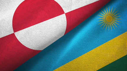 Greenland and Rwanda two flags textile cloth, fabric texture