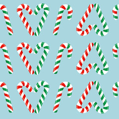 Candy cane seamless pattern, vector illustration.