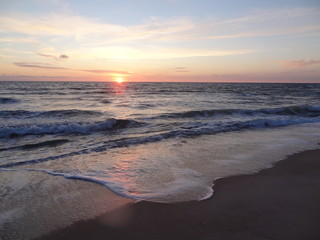 Fototapeta premium Sunset on the German North Sea beach in summer