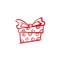 Gift box doodle - Present - art - ribbon party Christmas holiday - Birthday surprise magic