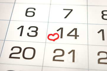 mark on the calendar February 14, Valentine's day, love, relationship