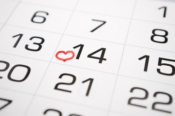 mark on the calendar February 14, Valentine's day, love, relationship