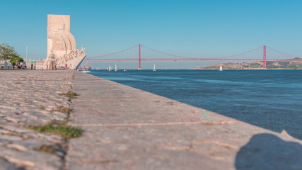 Monument to the Discoveries celebrates the Portuguese who took part in the Age of Discovery timelapse, Lisbon, Portugal