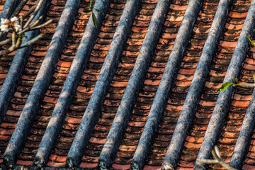 Ancient roof structure tile is an , traditional roof tile and is still in use in the Asian region