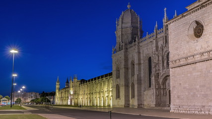 Fototapeta na wymiar Mosteiro dos Jeronimos day to night timelapse, located in the Belem district of Lisbon, Portugal.