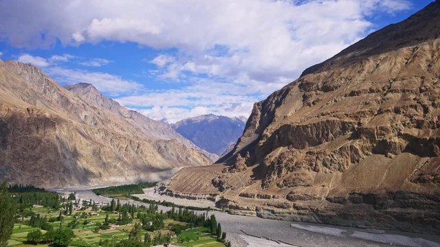 Aerial view of Turtuk village, Diskit, Jammu and Kashmir, India