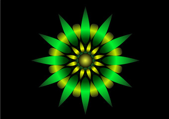 Green Mandala on black background
