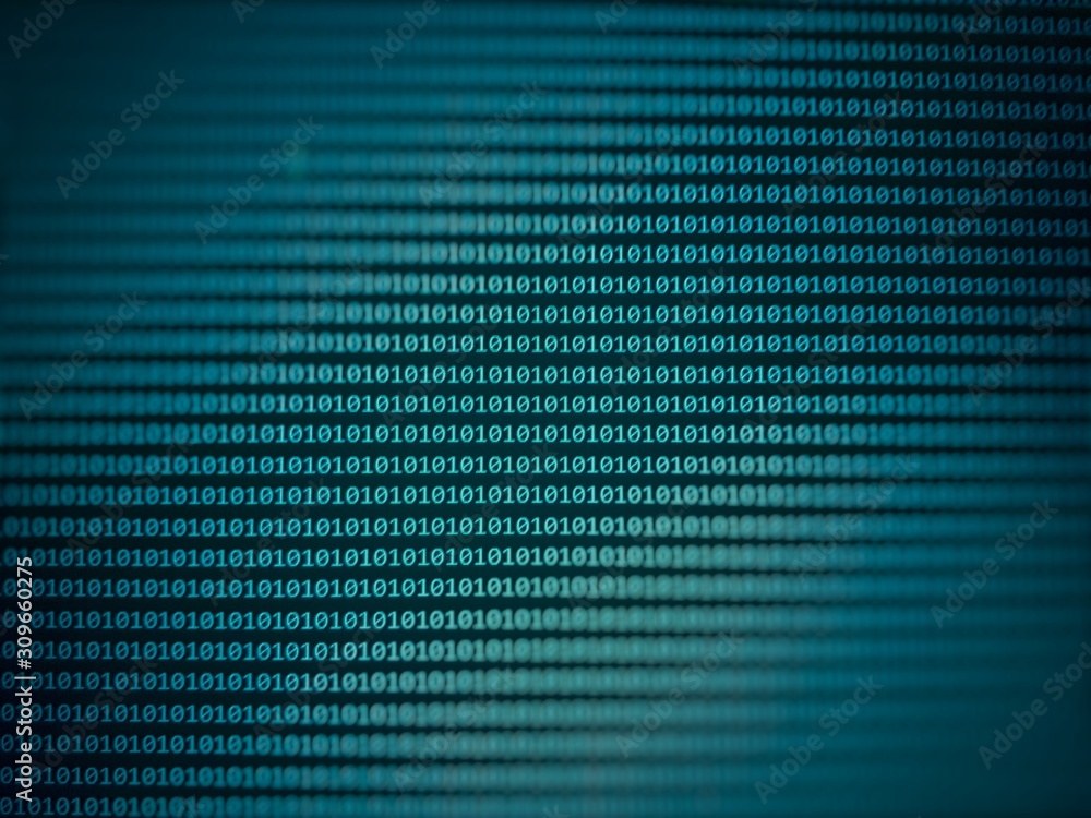 Poster binary circuit board future technology, blue cyber security concept background with place for text