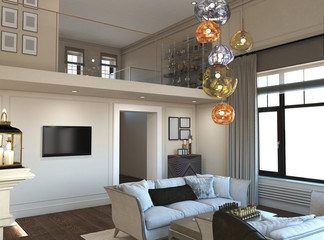 Fototapeta na wymiar residential interior visualization, 3D illustration