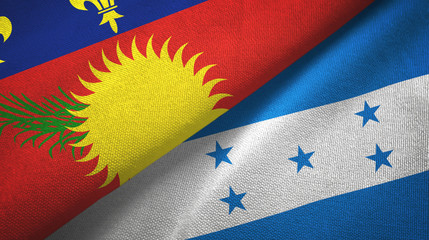 Guadeloupe and Honduras two flags textile cloth, fabric texture