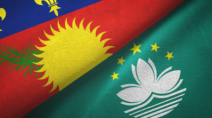 Guadeloupe and Macau two flags textile cloth, fabric texture