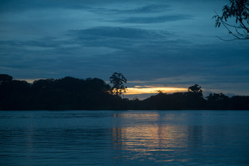 Sunset over the Parana do Mamori river, Amazonas region, Brazil, South America