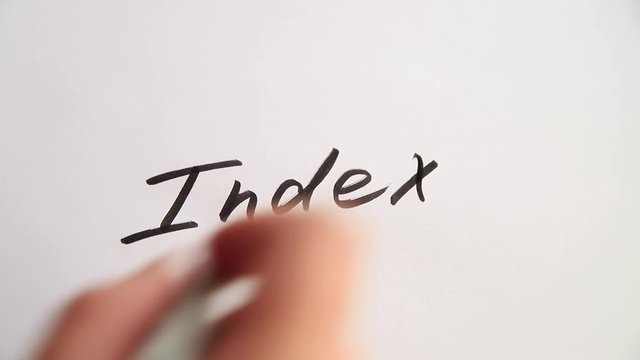 Hand writing Index on white paper