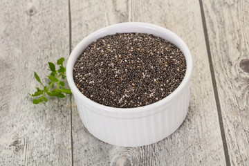 Dietary Chia seeds in the bowl