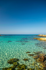 Obraz premium One of the most poplar beaches on the island of Cyprus is Nissi Beach.