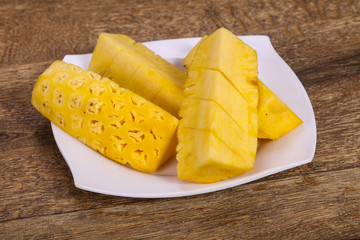 Sliced sweet ripe tasty pineapple