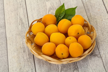 Ripe tasty sweet apricots heap