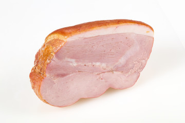 Smoked pork meat over white background