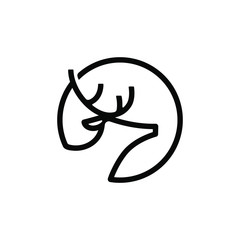 line Deer Head Logo Design, vector illustration