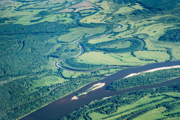 The mouth of the Bystrica River and the Vyatka River. Kirov region. Russia