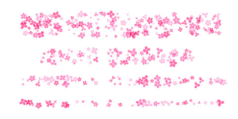 Cherry blossom decorations. Simplistic floral ornate design elements.