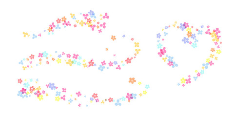 Cherry blossom decorations. Simplistic floral ornate design elements.