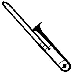silhouette of a trombone vector illustration - obrazy, fototapety, plakaty