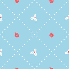 Christmas seamless pattern with holly. Vector illustration.