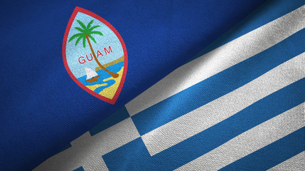 Guam and Greece two flags textile cloth, fabric texture