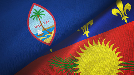 Guam and Guadeloupe two flags textile cloth, fabric texture
