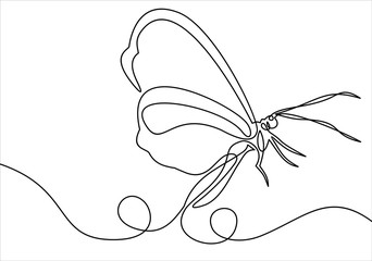 Butterfly. Continuous line drawing.  illustration.Element In Trendy Style.