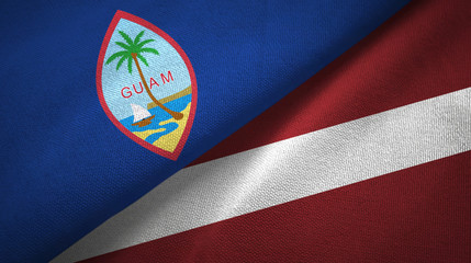 Guam and Latvia two flags textile cloth, fabric texture