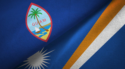 Guam and Marshall Islands two flags textile cloth, fabric texture
