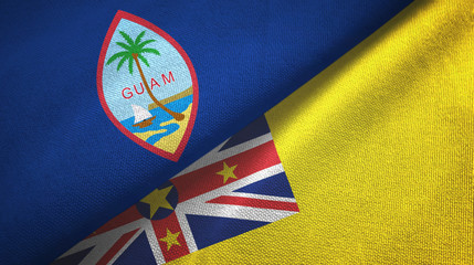 Guam and Niue two flags textile cloth, fabric texture
